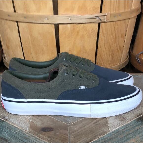Vans Era Pro Navy Olive Green Perforated Suede Skateboarding Shoe Women Size 8.5 - Picture 1 of 11